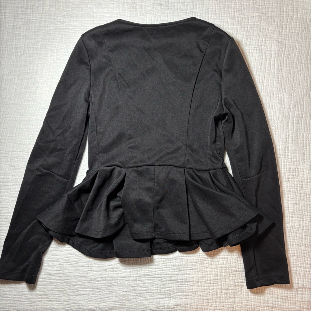 SHEIN Black Peplum Zip-Up Top - Picture 2 of 3